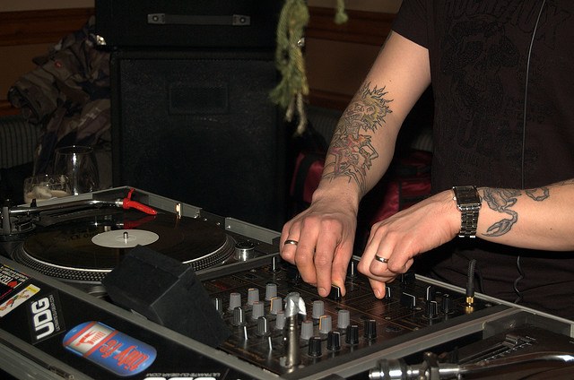 A DJ doing a blend