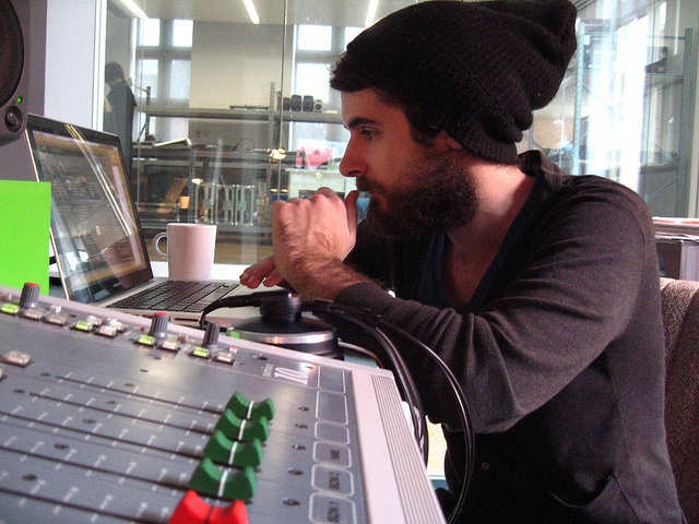 DJ working in a sound editor