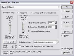 Sound Forge's Normalize window